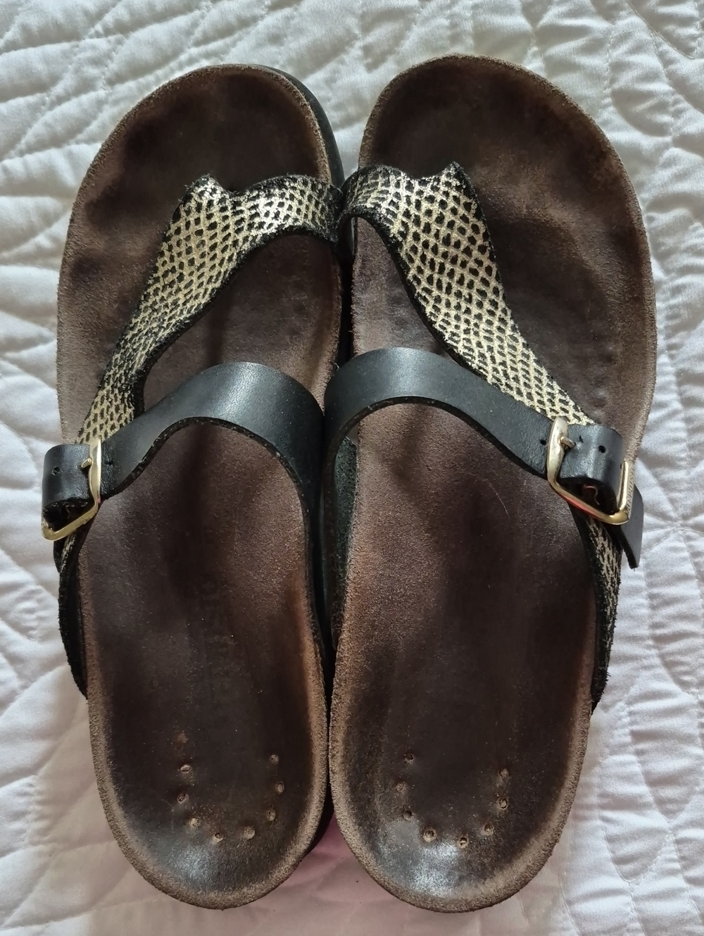 MEPHISTO Sz 39 Helen Toe Wrap Comfort Slip On Leather Gold Speckles Sand…